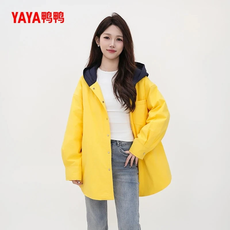 YAYA/鸭鸭短款轻薄羽绒服女2025年时尚拼接百搭休闲户外保暖外套