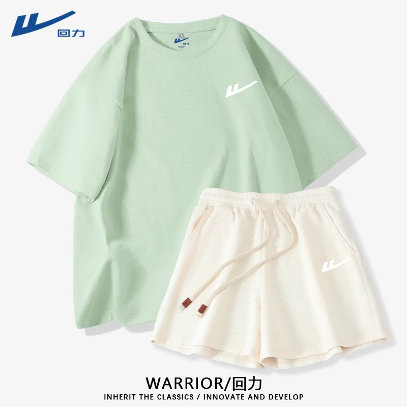 回力薄荷曼波运动套装女夏装2025新款爆款情侣短袖短裤休闲两件套
