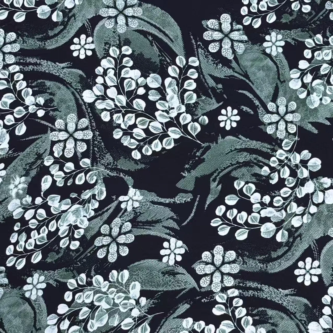 棉绸玄青花织面料桑蚕丝布料（不支持七天无理由退换发圈）