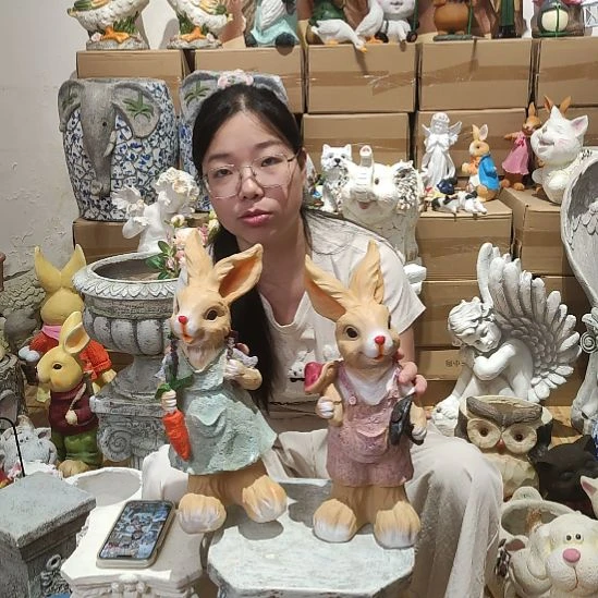 合成树脂树脂胡萝卜兔一对