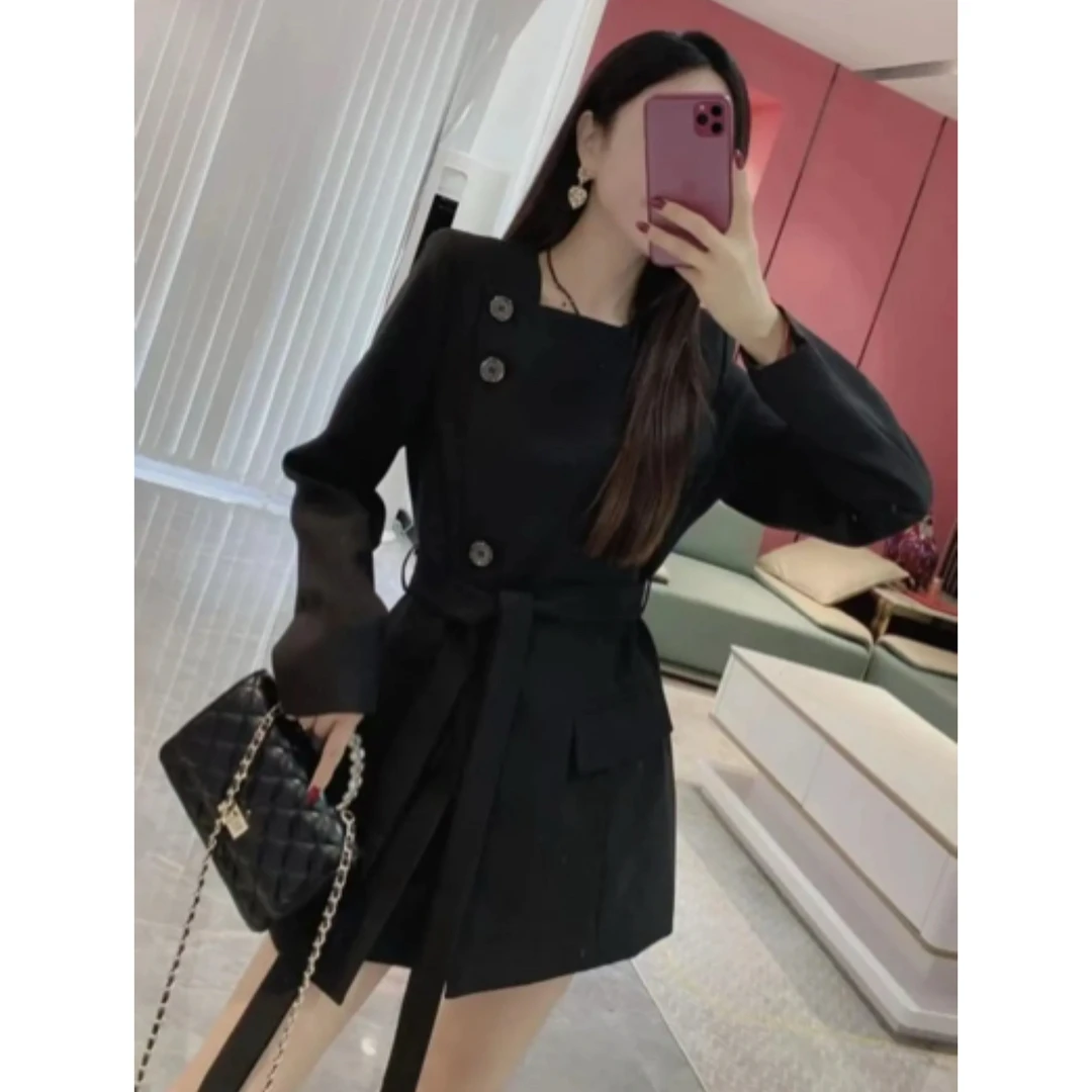 高级感时尚气质3256职业套装女春秋季洋气系带西服外套短裤三件套