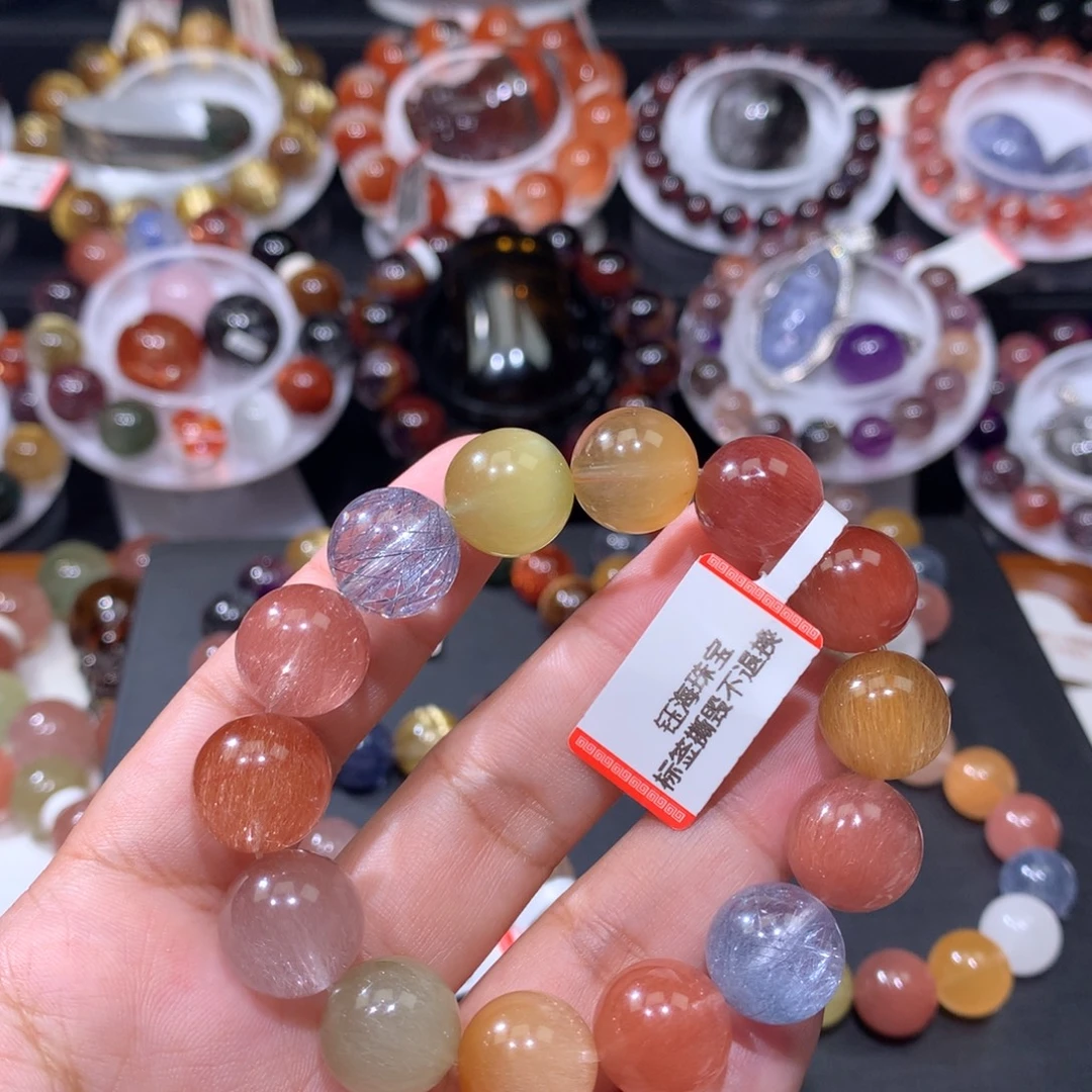 未镶嵌手链水晶彩兔毛13mm