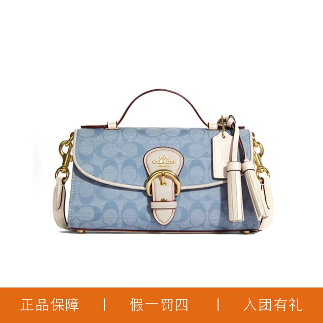 95新 COACH/蔻驰 蔻驰浅香布蕾手提包/P1190/22X13X9