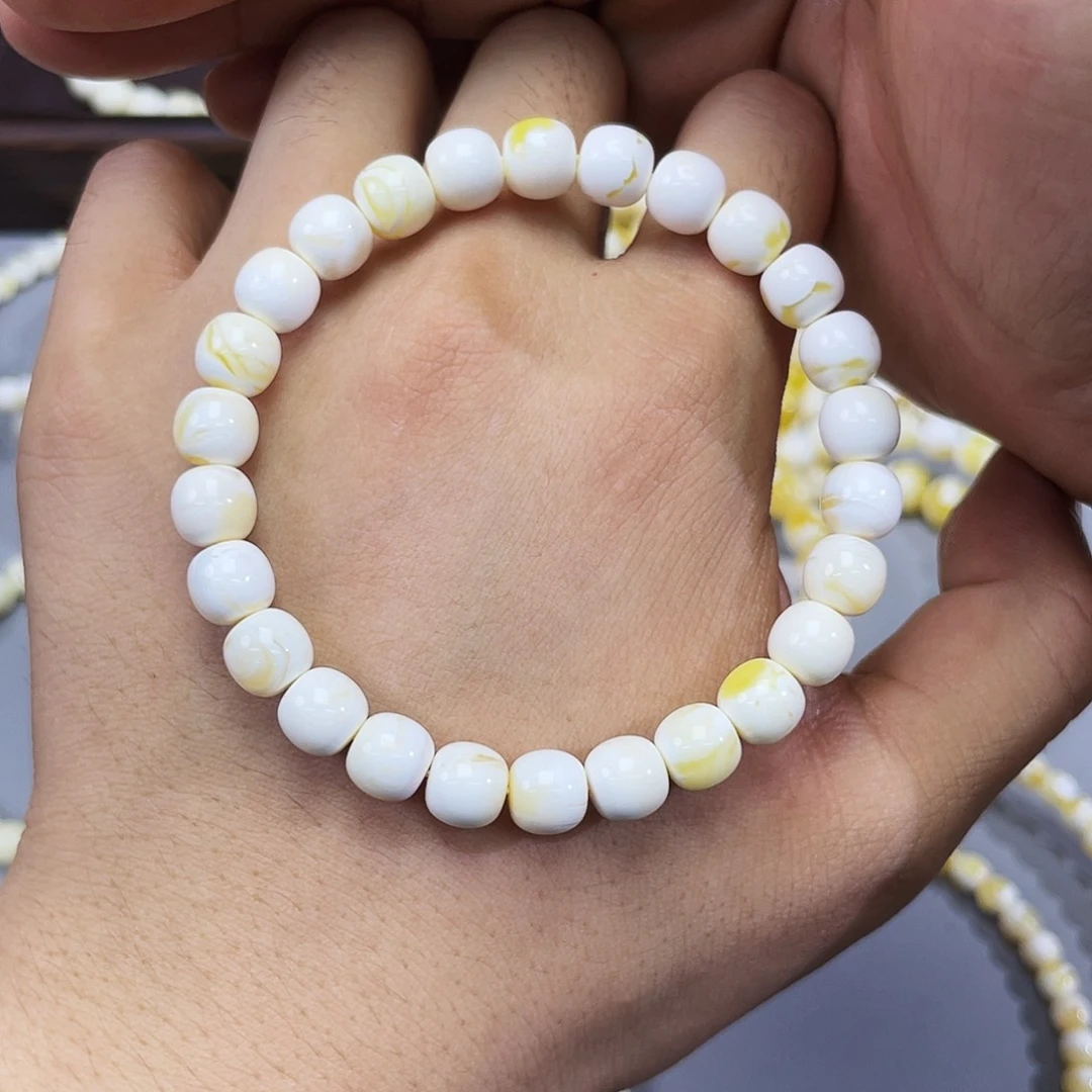 S***l琥珀未镶嵌手链漆白8m