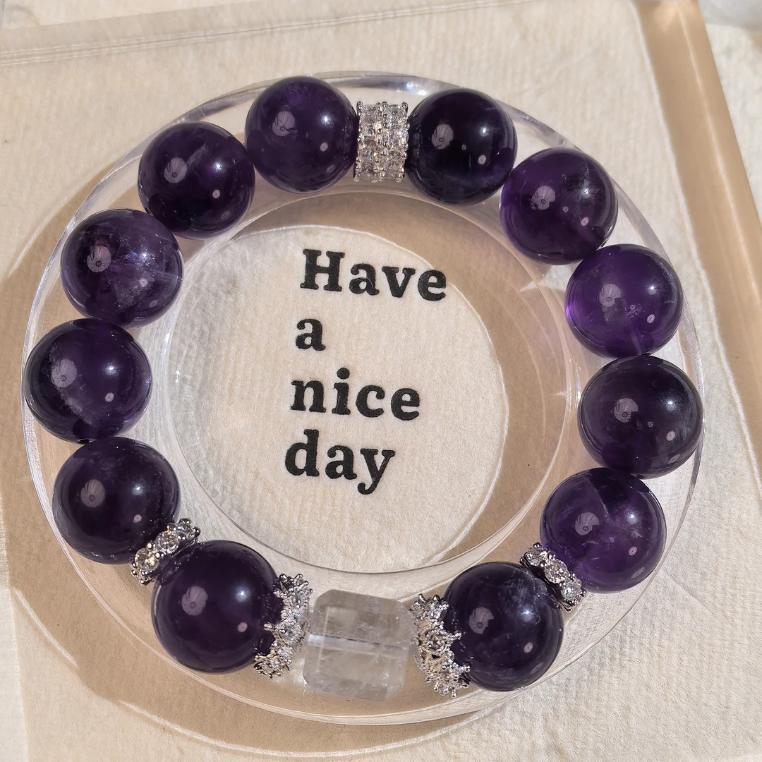 天然水晶大方糖大卡紫水设计轻奢款女神手链手串高级时尚A040