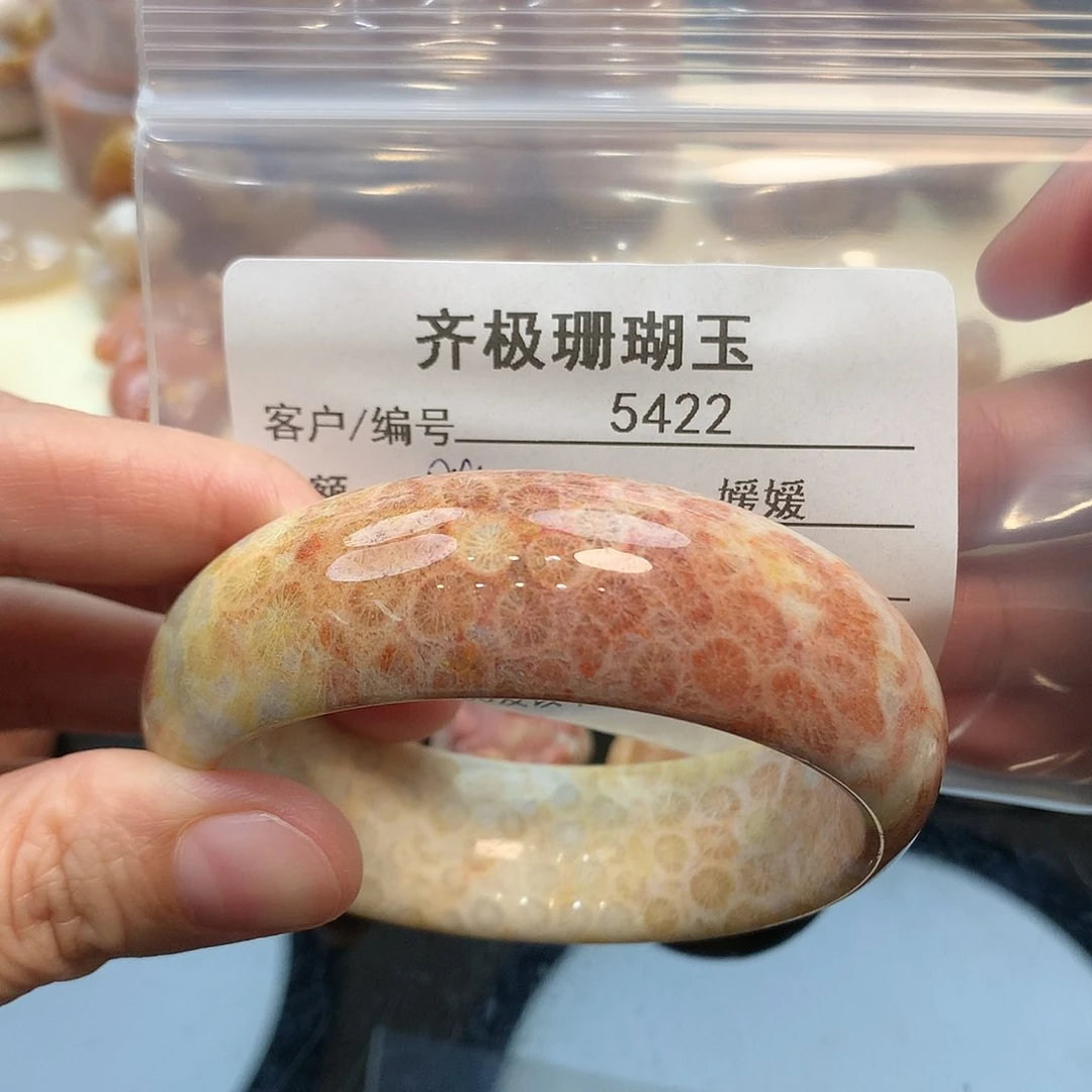 未镶嵌手镯硅化珊瑚（珊瑚玉）牛**饼