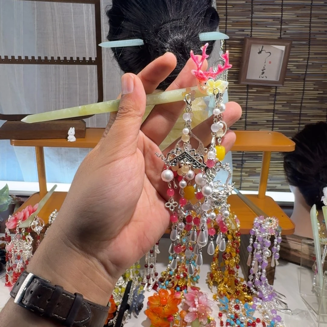 蛇纹石玉合金发饰