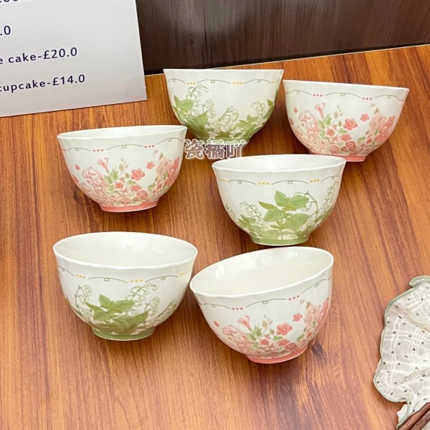 【春玲语】米饭碗高颜值2025新款碗6个装漂亮陶瓷碗家用饭碗釉下彩