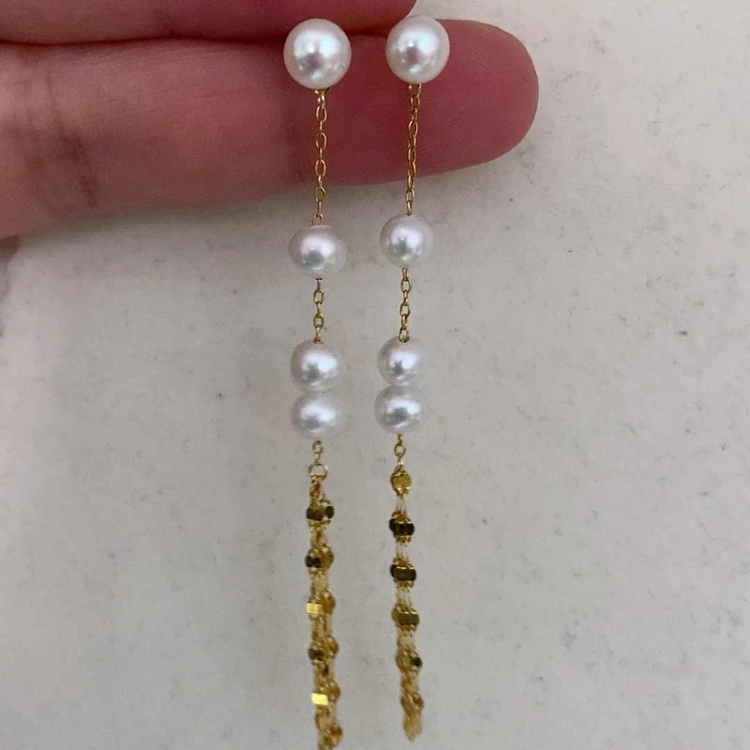 银S925镶嵌耳饰淡水珍珠