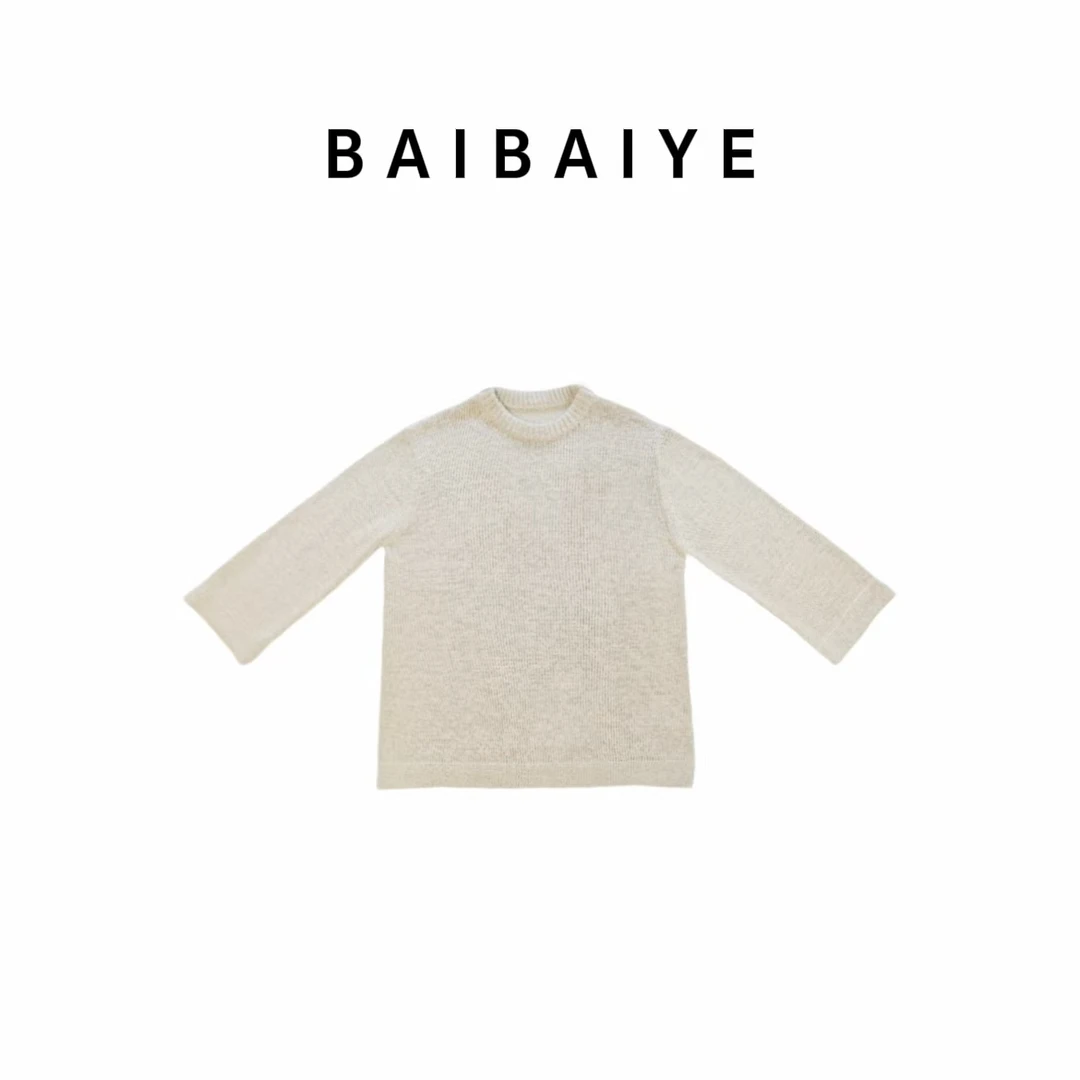 极简主义通勤慵懒休闲圆领粗线保暖毛衣【BAIBAIYE】Z25FM055