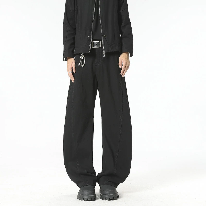 美式结构弯刀裤男女秋季水洗纯棉休闲裤宽松阔腿长裤百搭显瘦裤子