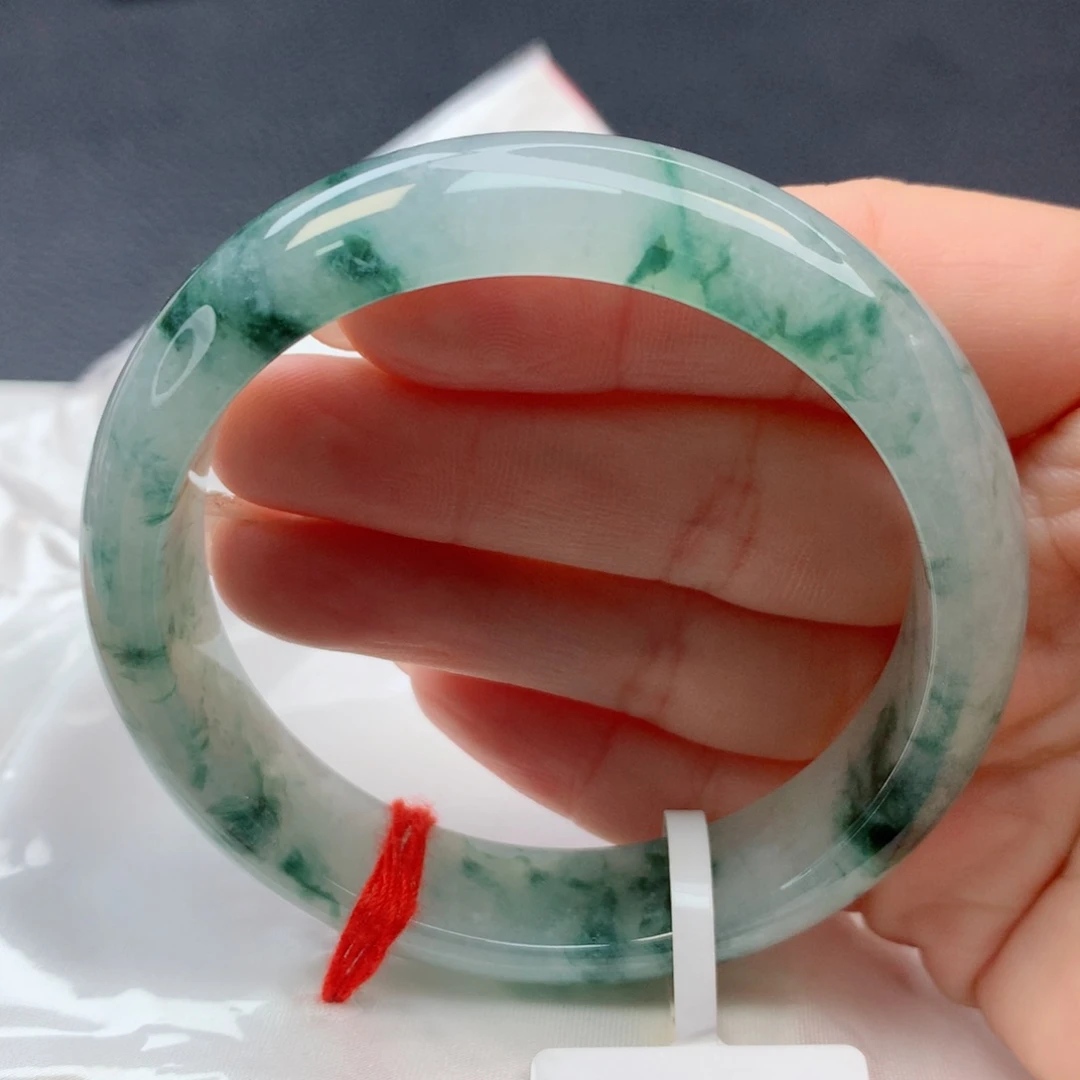 翡翠未镶嵌手镯54-55冰透飘花