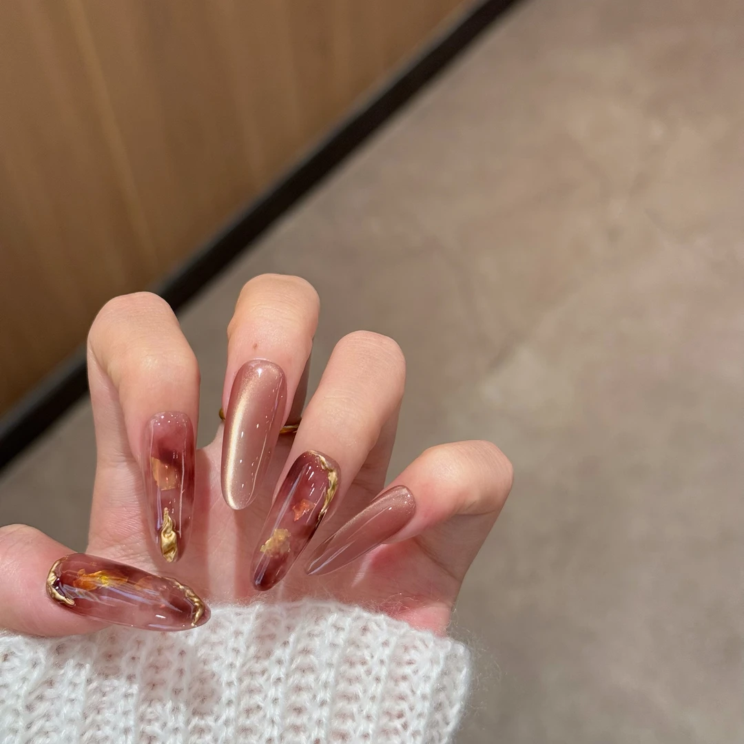 【紫霞仙子】纯手工定制秋季新款ins显白气质晕染穿戴甲美甲贴片