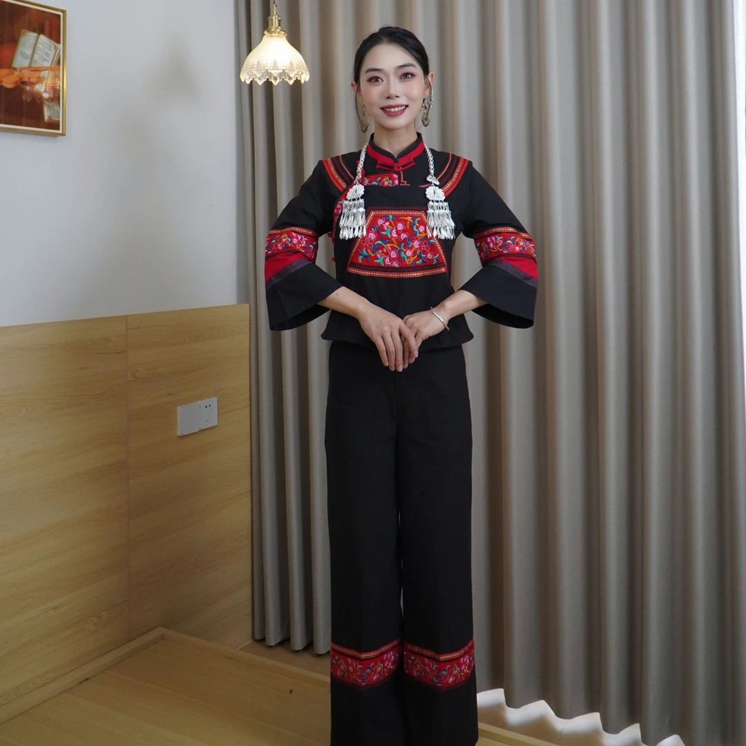 云见布依】贵州少数民族风布依族壮族土布黑色裤装日常休闲舞台装