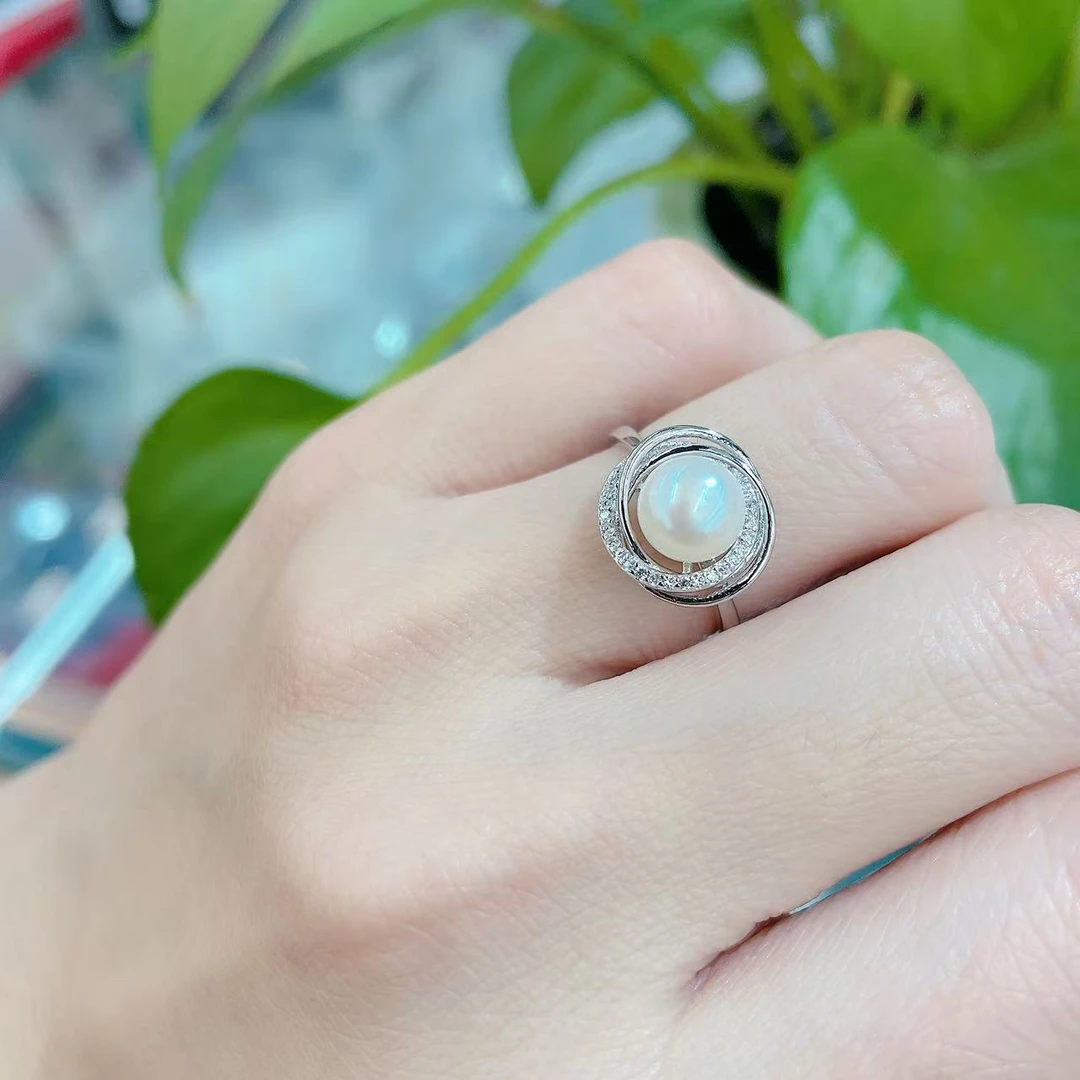 925银戒指 新款活口微镶珠戒指