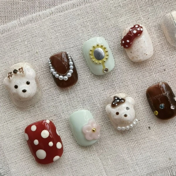 【7囍Nail salon】纯手工穿戴甲/直播间专属链接/NO退NO换小熊可爱