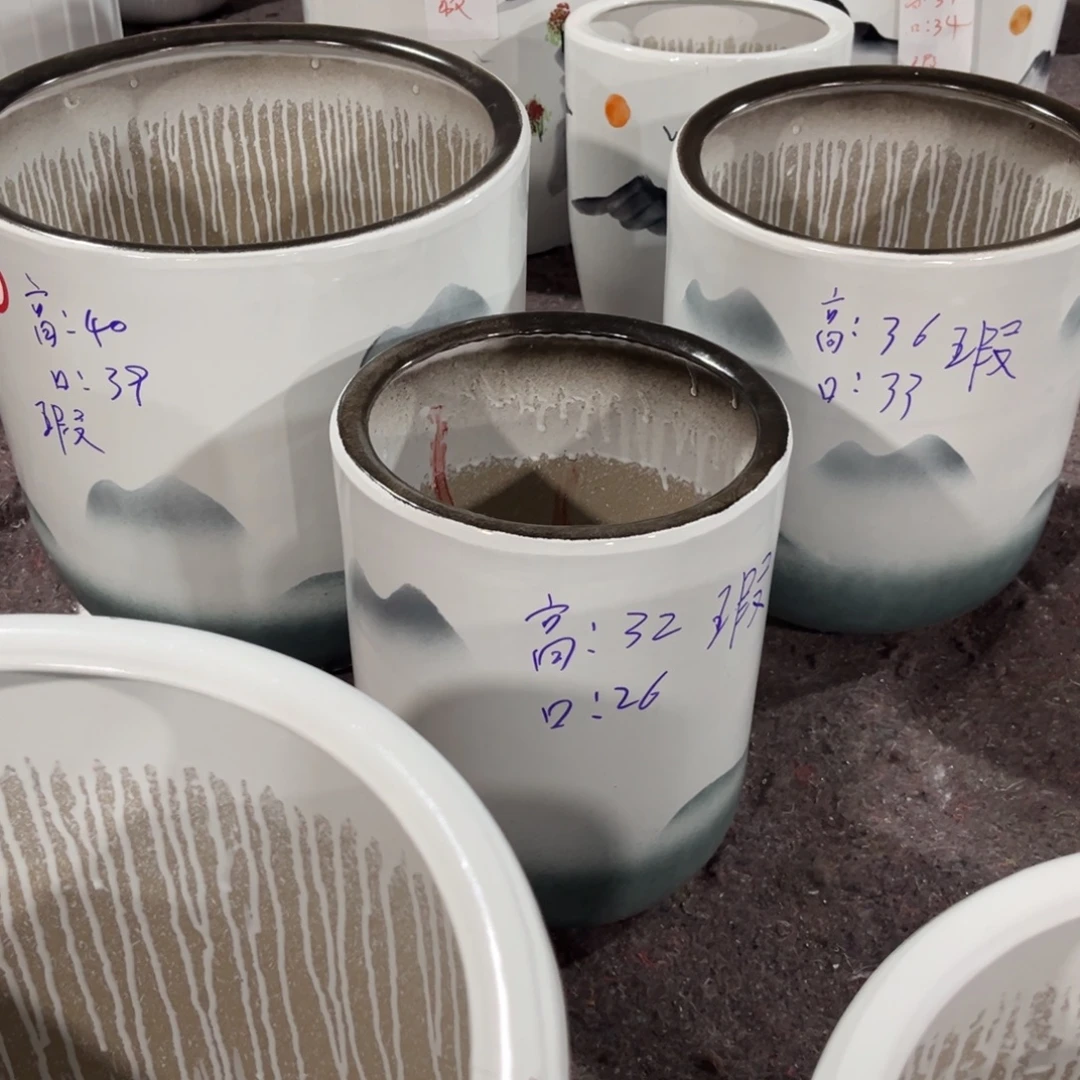 山水一套三个花盆