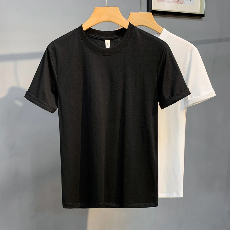 DeweLvum透气修身圆领舒适短袖T恤男潮简约时尚休闲百搭上衣男装