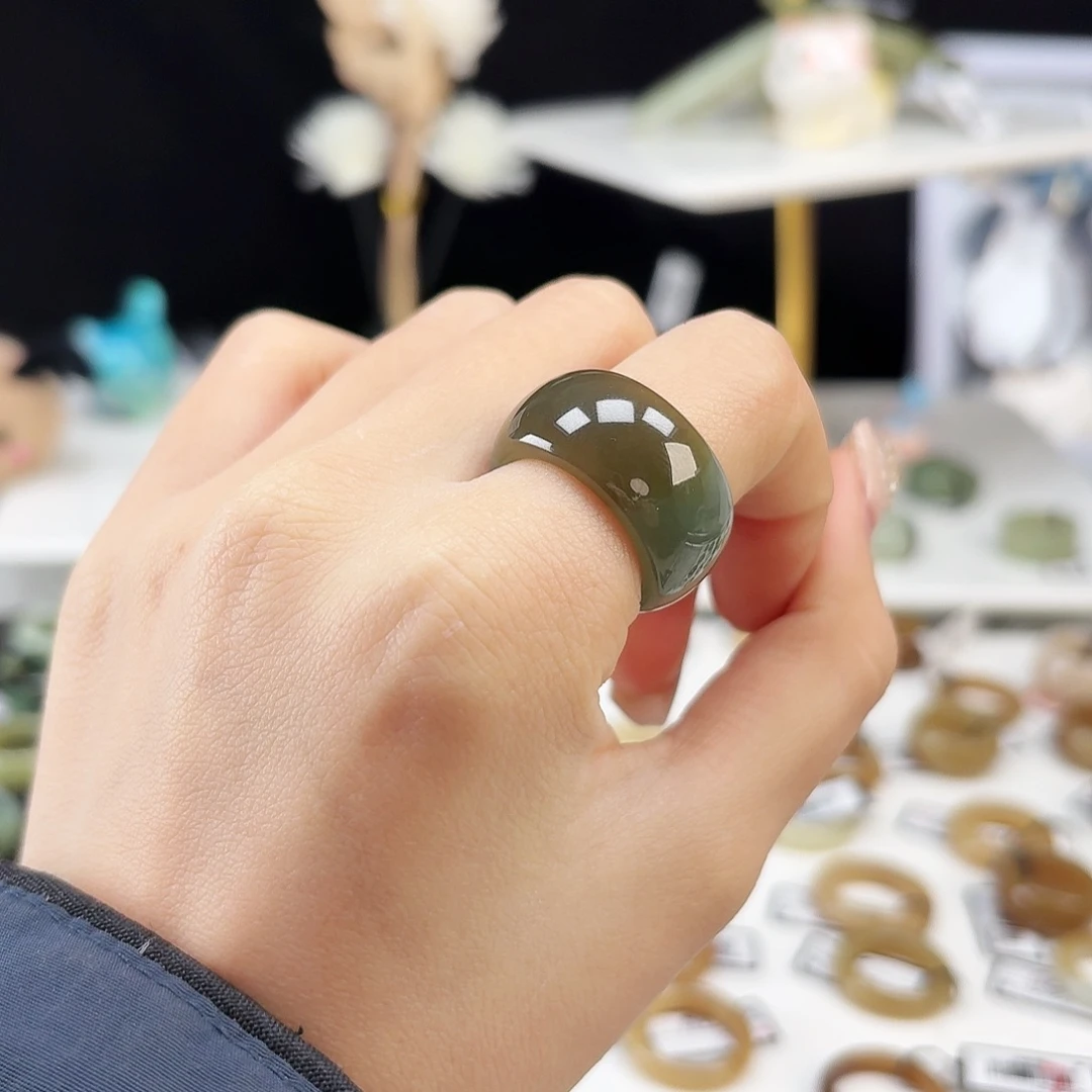 和田玉未镶嵌戒指P57蓝糖墩墩17.5不退换