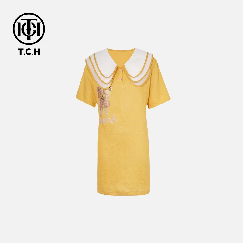 TCH私服烫钻工艺新时尚淑女百搭潮流连衣裙女T75B30E5041轻奢tch