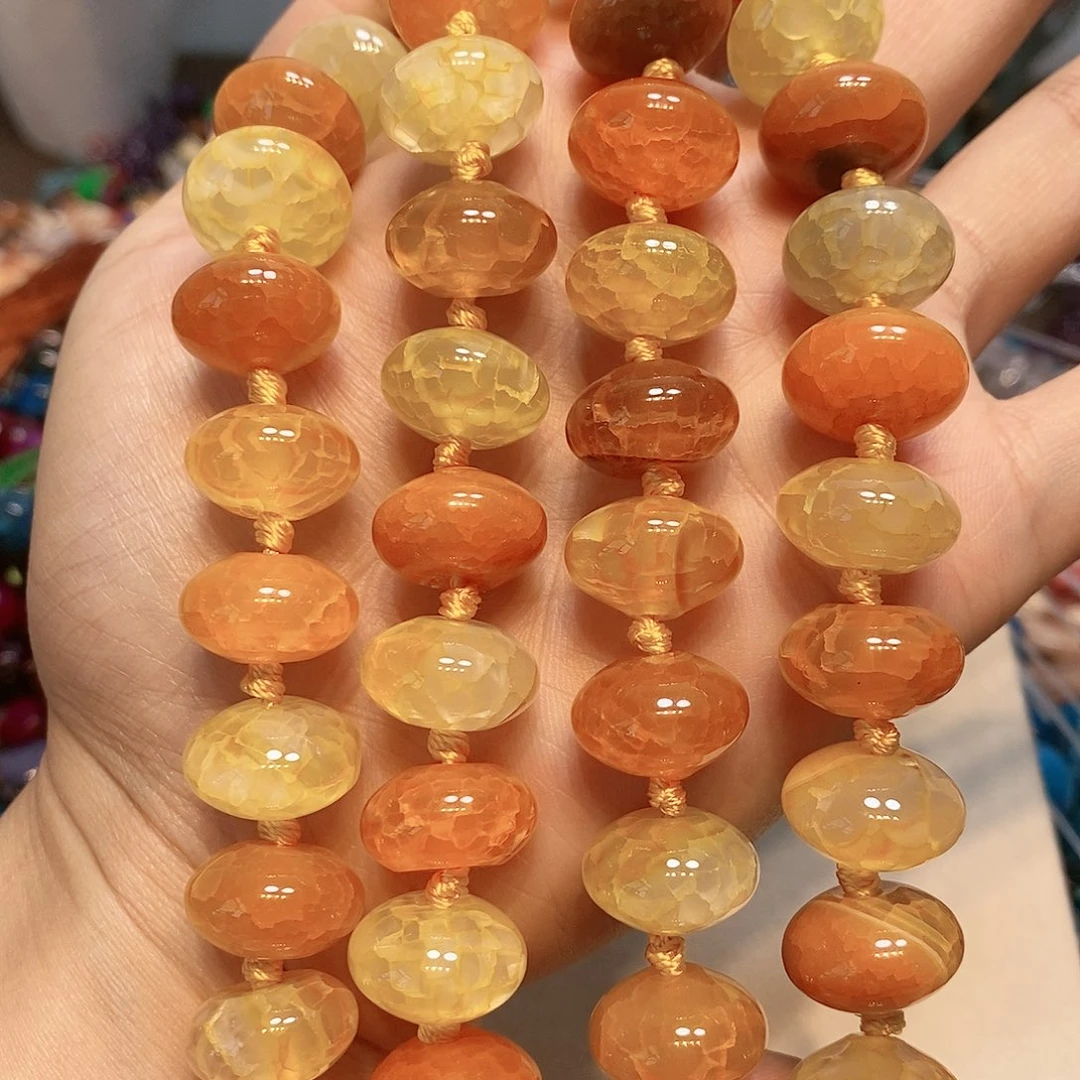 玛瑙/玉髓散珠天然橘黄玛瑙16mm大算盘一条