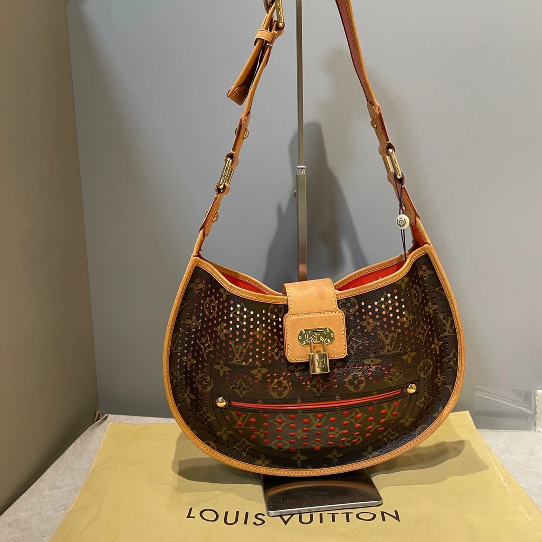 95新 LouisVuitton/路易威登 老花镂空豌豆单肩手提包