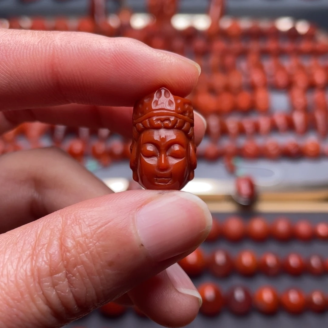 南红玛瑙未镶嵌其他W12瓦西偏锦红观音头配饰