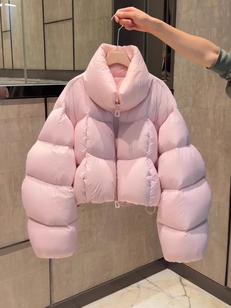 2025秋冬季新款设计感女多巴胺小个子短款立领通勤风保暖棉服外套