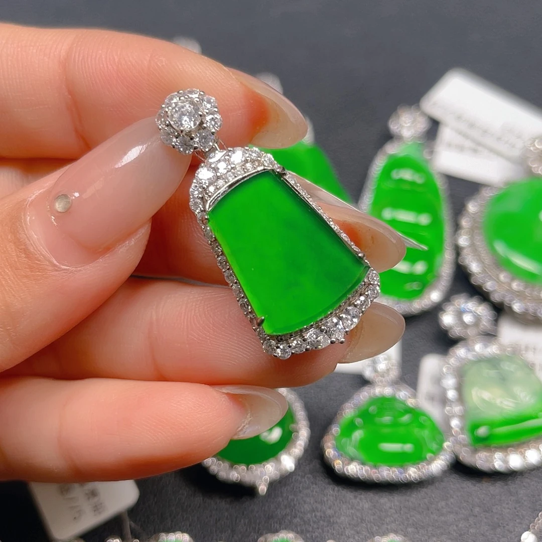 翡翠银S925镶嵌吊坠(不含链)