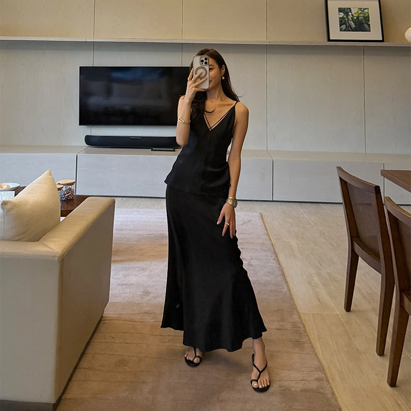 KEEP KAPU靠谱【流光】19姆米進口桑蚕丝立裁吊带+半裙KP250266