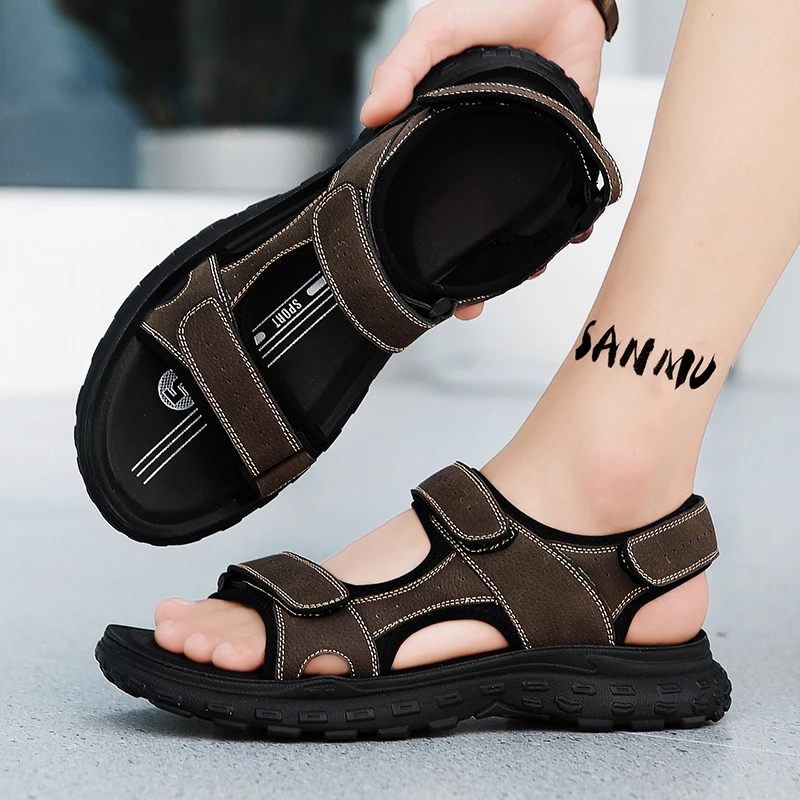 休闲风透气沙滩鞋户外凉鞋男登山厚底户外时尚鞋子软底夏季外穿