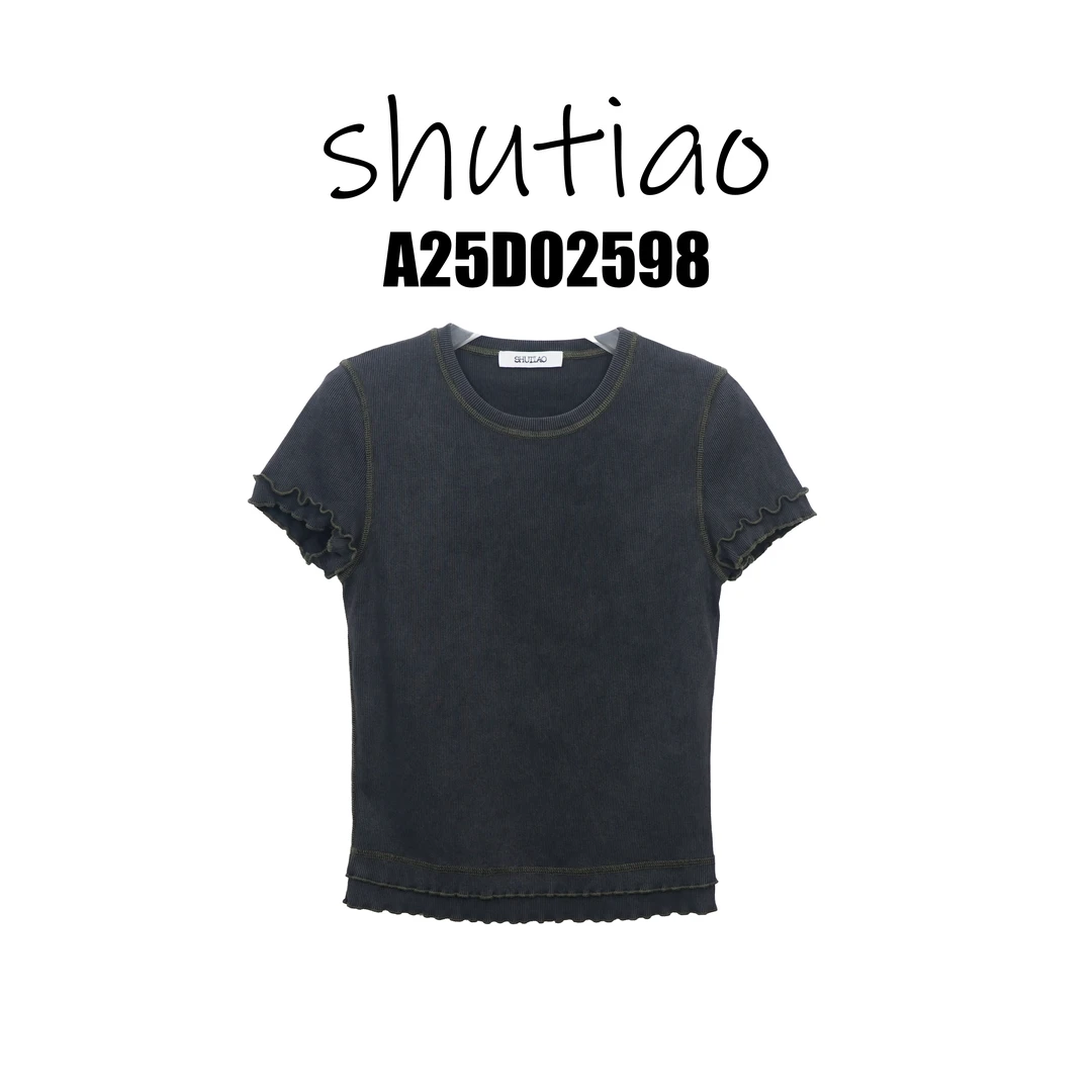 【SHUTIAO】2025夏季：新款小众设计款T恤A25D02598