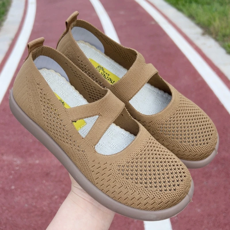 老北京布鞋女夏季透气飞织超软透气网面软底豆豆防滑妈妈舒适单鞋