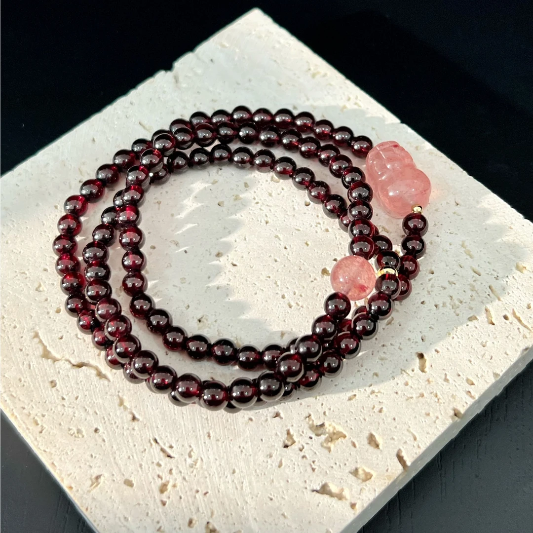 【满甜石榴】项链手链二合一石榴石三圈手链女款多层气质多样性发货