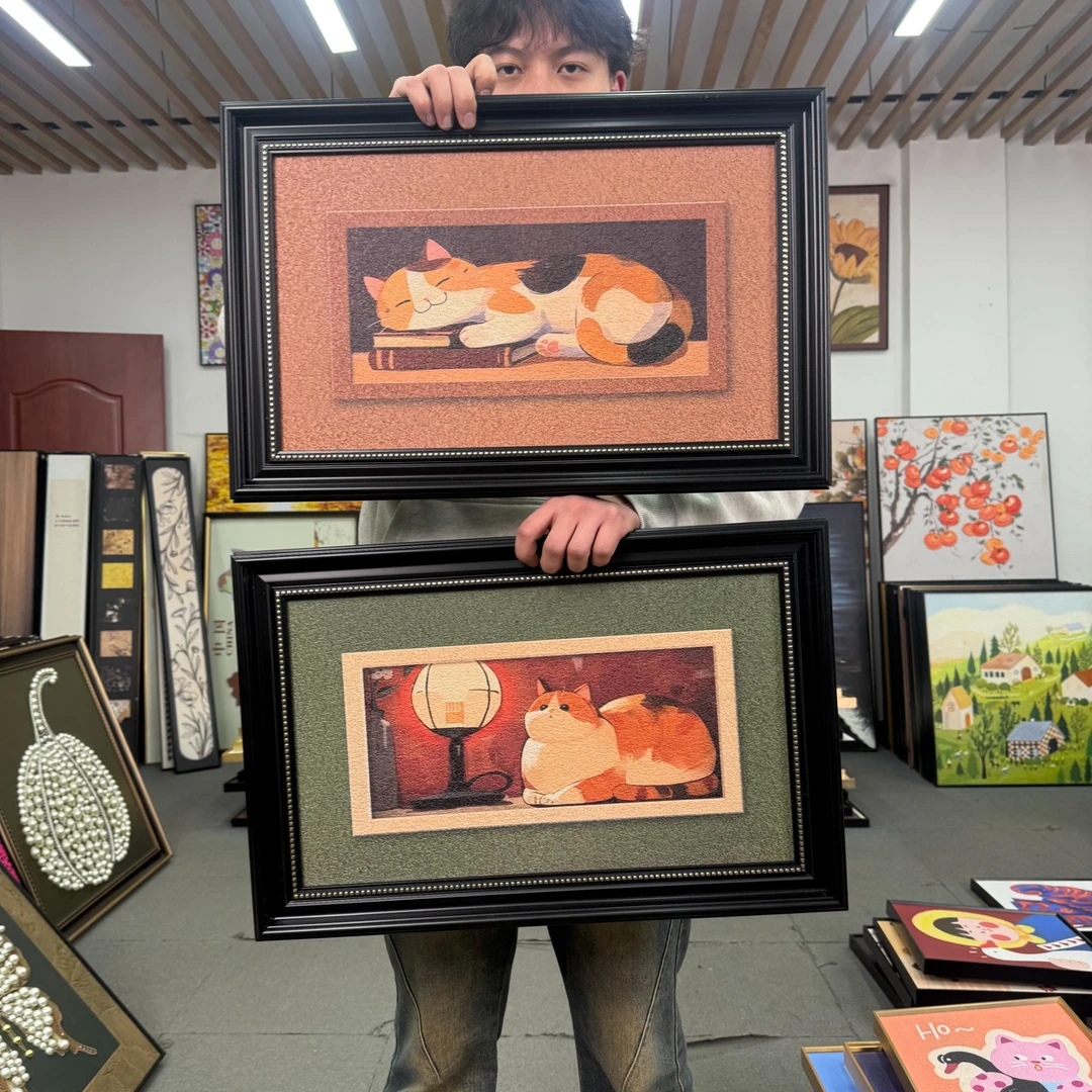 静物橙绿法式猫咪装饰画卧室床头挂画花餐厅壁画客厅4060