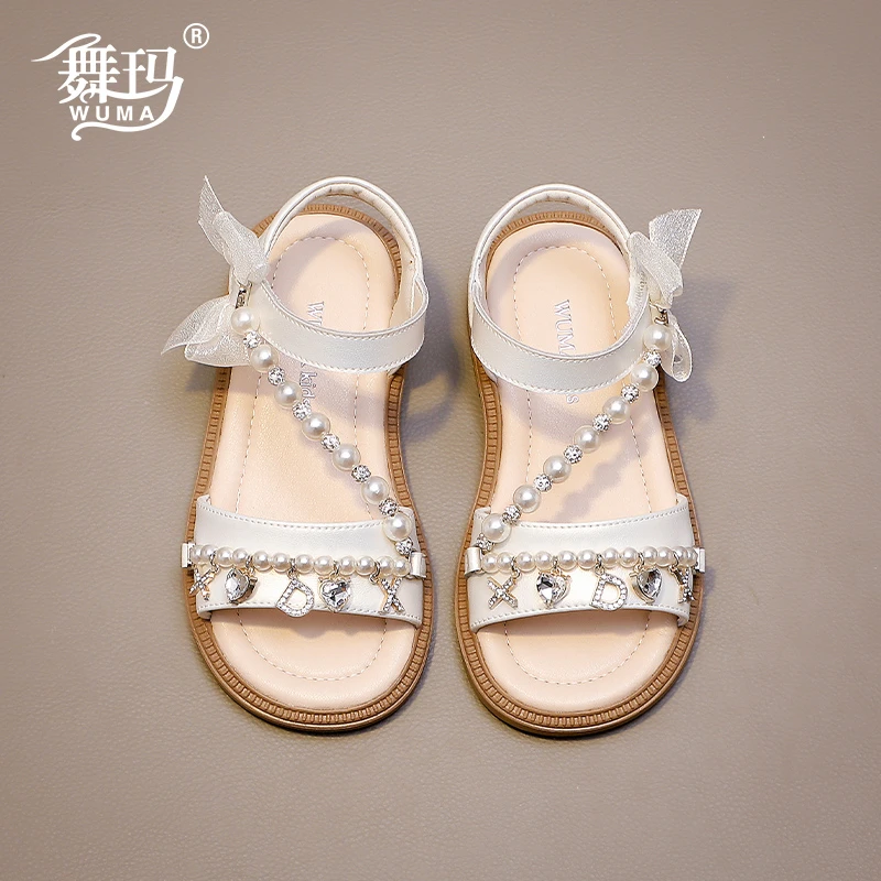 舞玛女童鞋子儿童凉鞋2025新款夏季洋气软底珍珠防滑公主鞋528309
