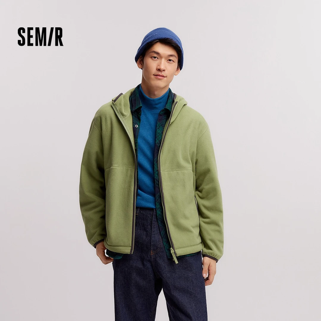 【抗静电】森马夹克情侣摇粒绒新款毛绒外套宽松连帽冬装百搭高级