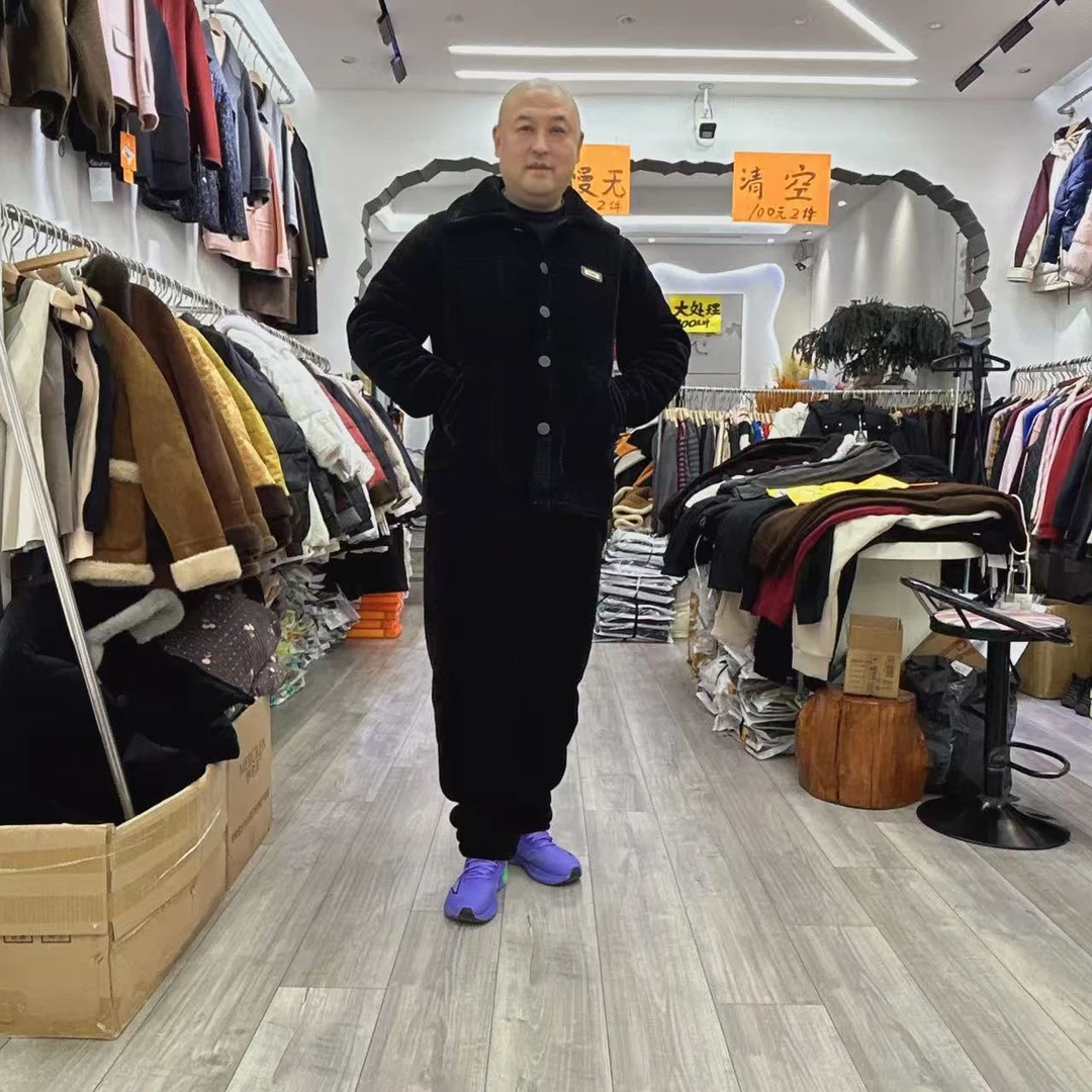 男士冬季家居服三层加厚加绒雪尼尔家居服套装可外穿保暖睡衣黑领