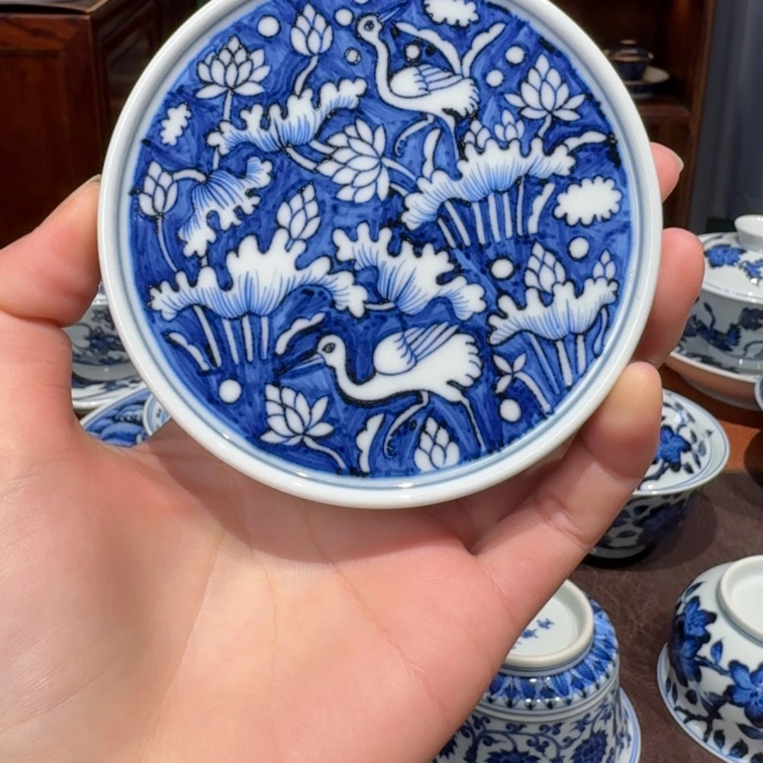 青花雯华堂手绘杯杯