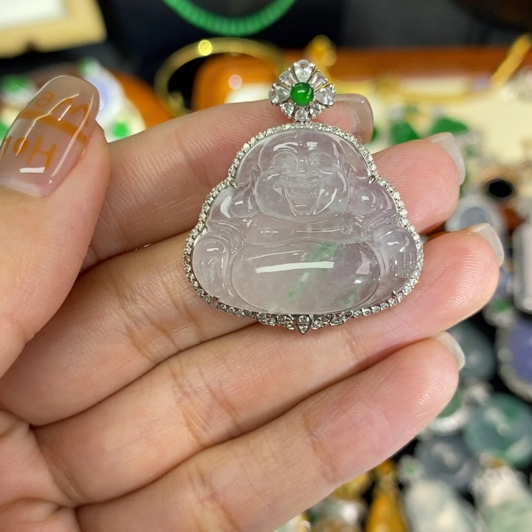 翡翠18K金镶嵌颈饰A货翡翠