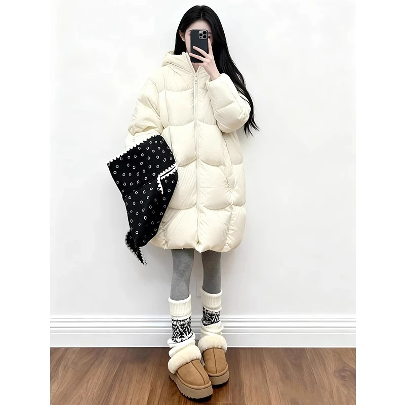 白色羽绒服女中长款2025年冬季新款巨好看加厚90白鸭绒面包服外套