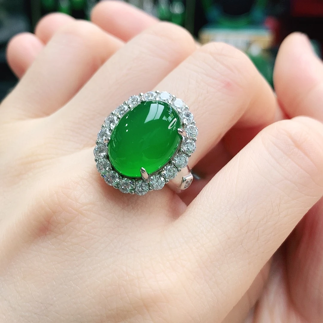 玛瑙/玉髓戒指银S925镶嵌