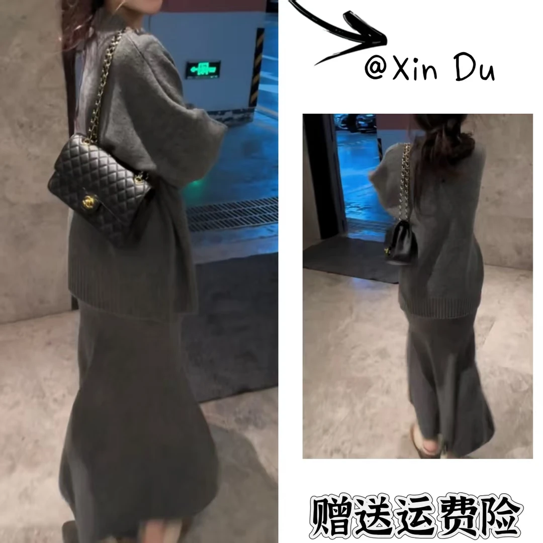 2025秋季新款时尚显瘦气质女士网红洋气两件套百搭款D22790