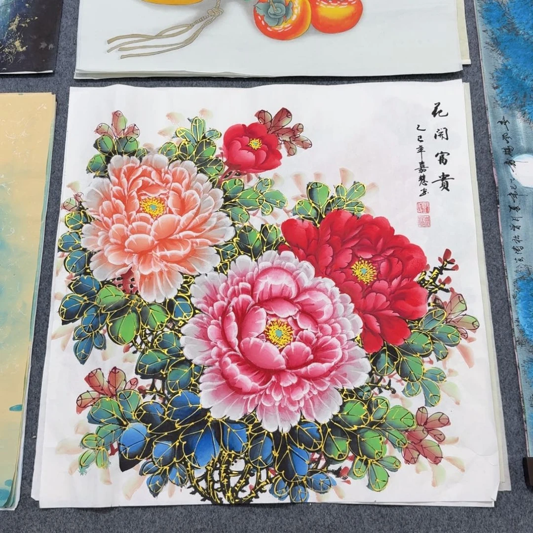 国画四尺斗方70X70纯手绘作品