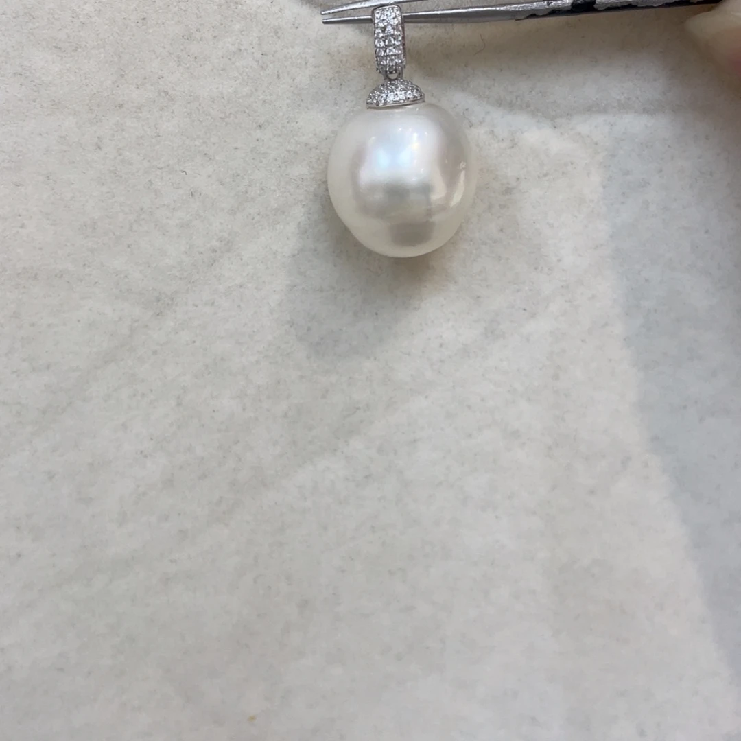 吊坠(不含链)银S925镶嵌海水珍珠