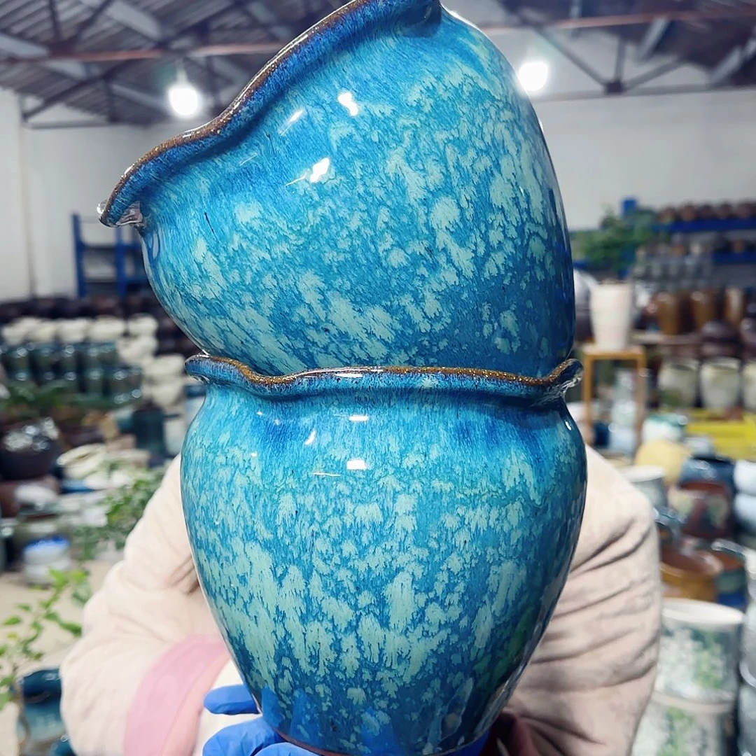 紫砂花盆高17口17