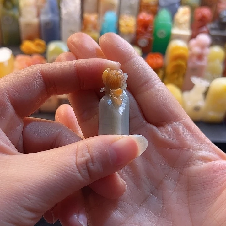 云南石印石手工定制1.2厘米，菊花，包刻字