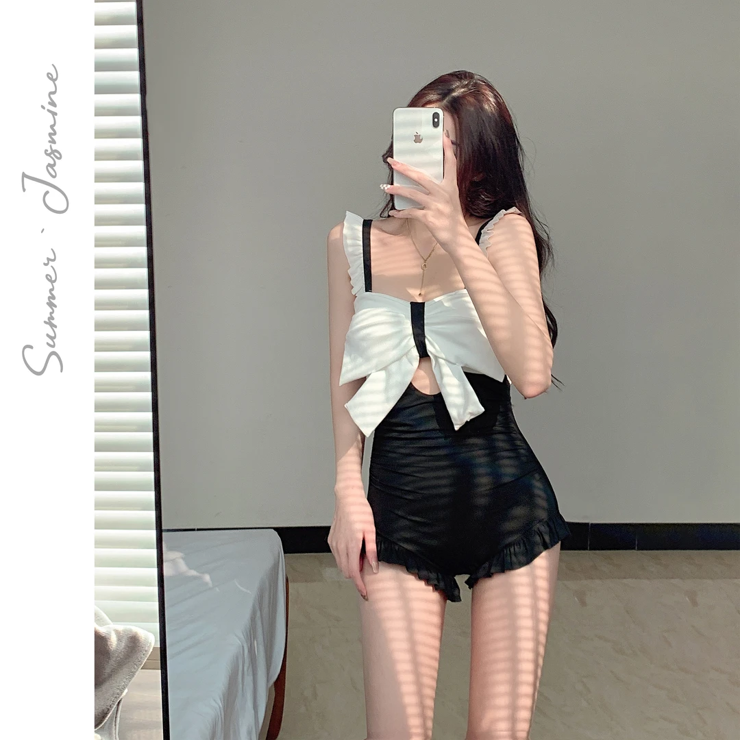 微澜夏茉2025新款夏季泳衣女连体显瘦性感纯欲风温泉海边度假保守