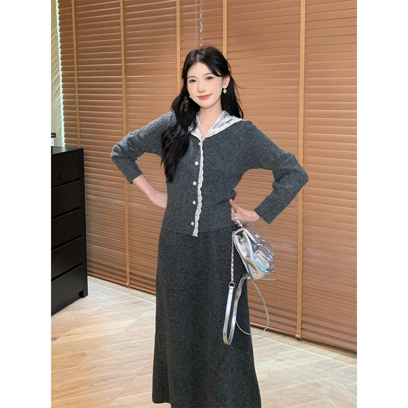 SHAOER【韵诗行】 秋季新品显瘦小香风针织开衫半裙套装 S725Z15646