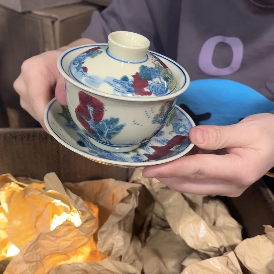 摆件/////景德镇陶瓷器。盖碗。